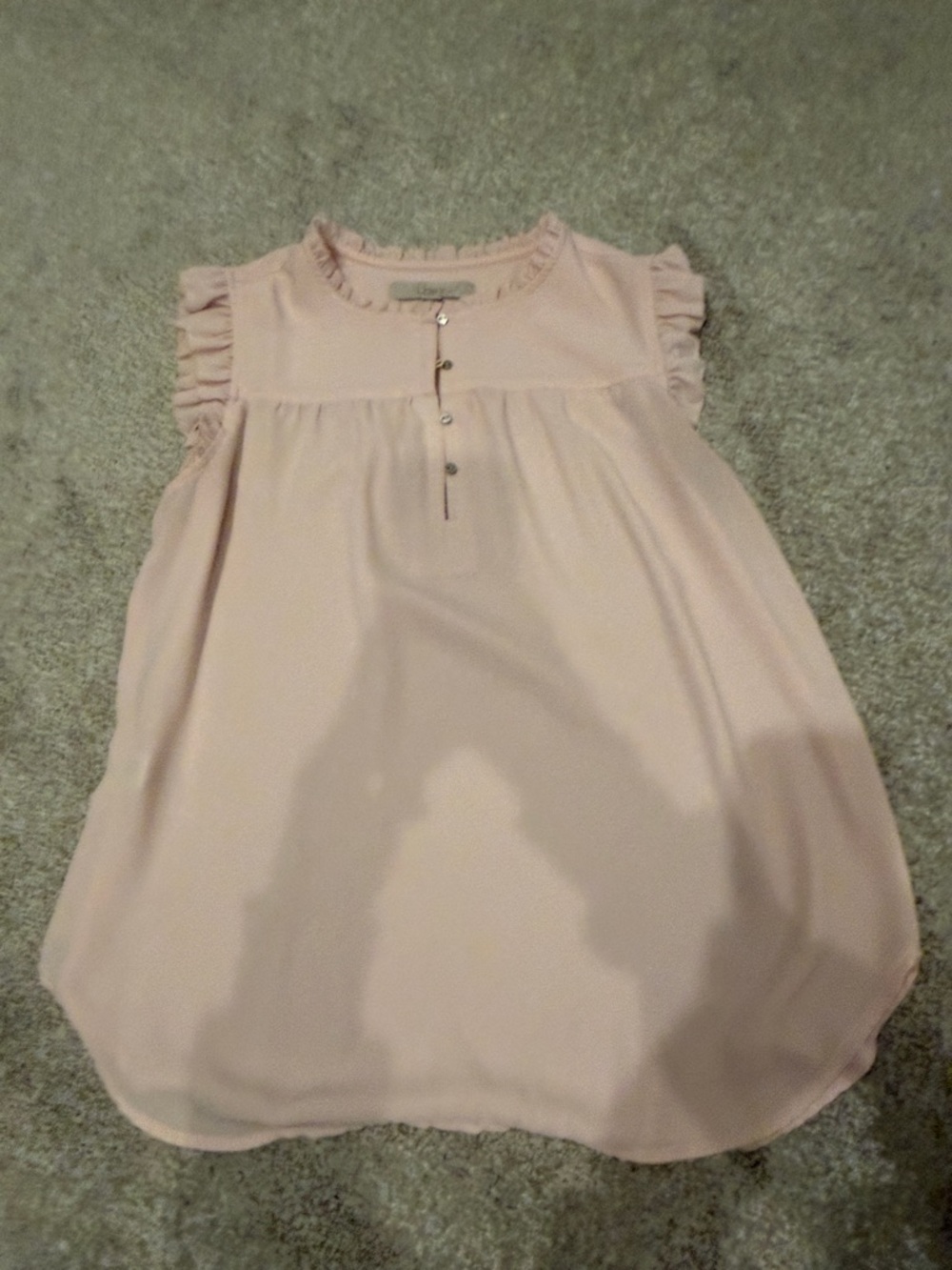 LOFT Blush Pink Ruffled Cap Sleeve Tunic Blouse